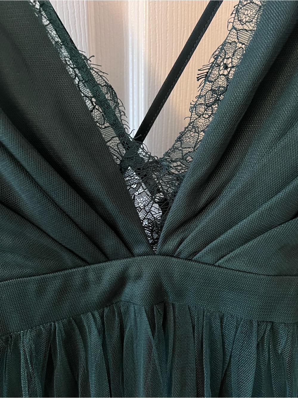 Lulus Dress Forever Impressing Dark Green Tulle Maxi Gown Prom Wedding Guest - Picture 6 of 16